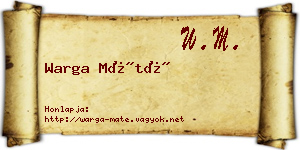 Warga Máté névjegykártya